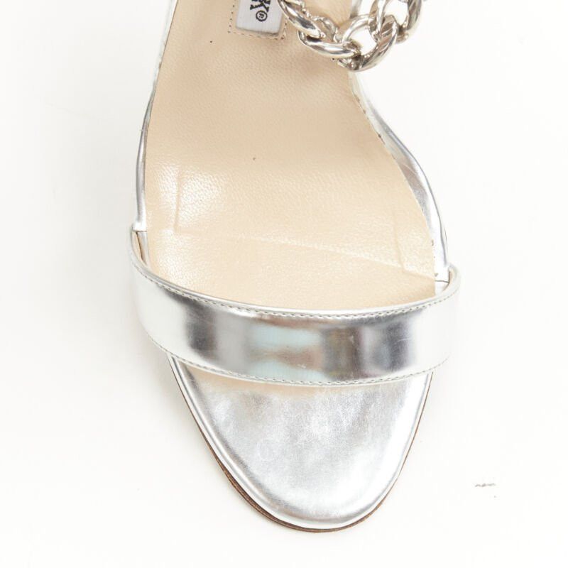 Manolo Blahnik MANOLO BLAHNIK silver chunky chain lock ankle strap high heel sandal EU37 US7 Size US 7 / IT 37 - 8 Thumbnail