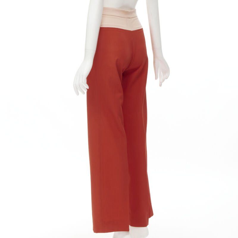 Bottega Veneta BOTTEGA VENETA 100% wool nude beige red colorblocked wide leg pants IT38 XS Size 26" / US 2 / IT 38 - 6 Thumbnail