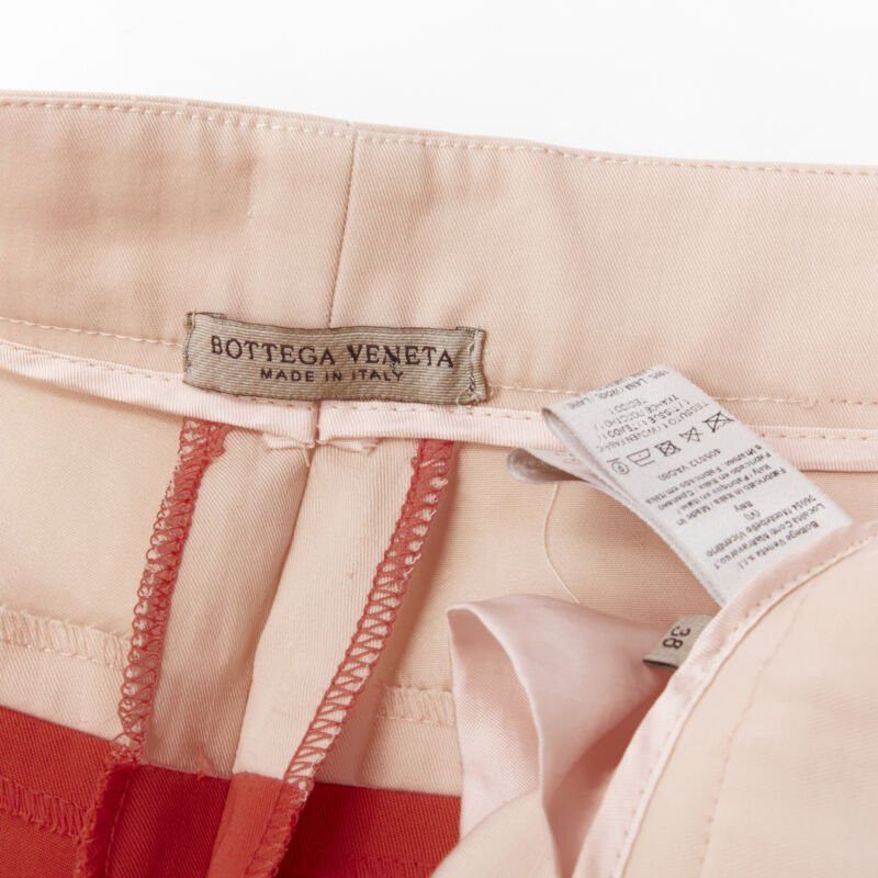 Bottega Veneta BOTTEGA VENETA 100% wool nude beige red colorblocked wide leg pants IT38 XS Size 26" / US 2 / IT 38 - 9 Thumbnail