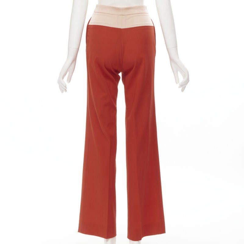 Bottega Veneta BOTTEGA VENETA 100% wool nude beige red colorblocked wide leg pants IT38 XS Size 26" / US 2 / IT 38 - 5 Thumbnail