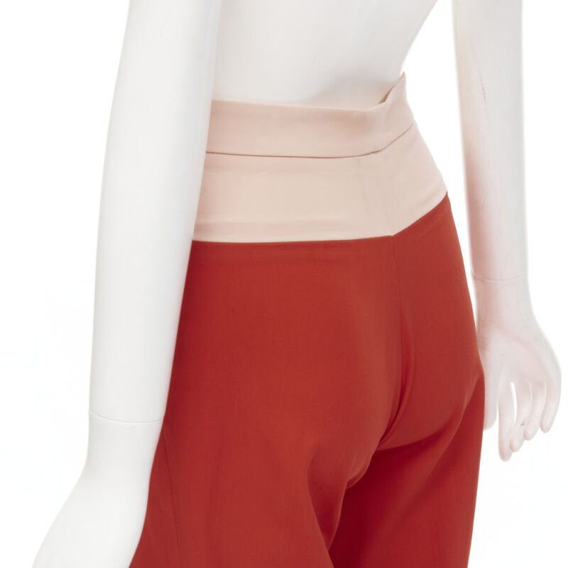 Bottega Veneta BOTTEGA VENETA 100% wool nude beige red colorblocked wide leg pants IT38 XS Size 26" / US 2 / IT 38 - 7 Thumbnail