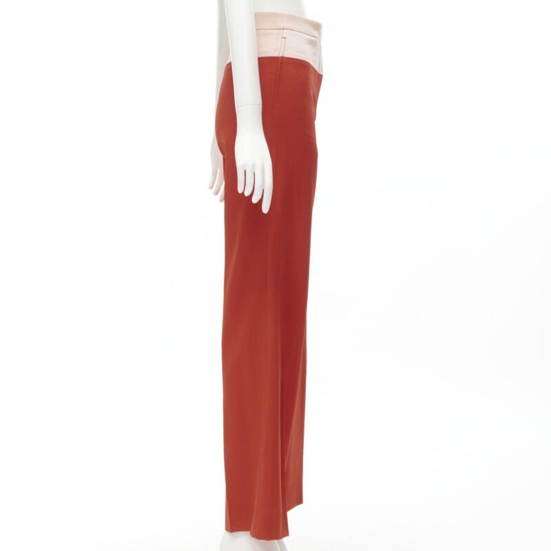 Bottega Veneta BOTTEGA VENETA 100% wool nude beige red colorblocked wide leg pants IT38 XS Size 26" / US 2 / IT 38 - 4 Thumbnail