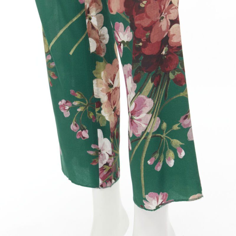 Gucci GUCCI 100% silk Blooms green pink floral print pajama pants IT36 XS Size 25" / US 0 / IT 36 - 7 Thumbnail