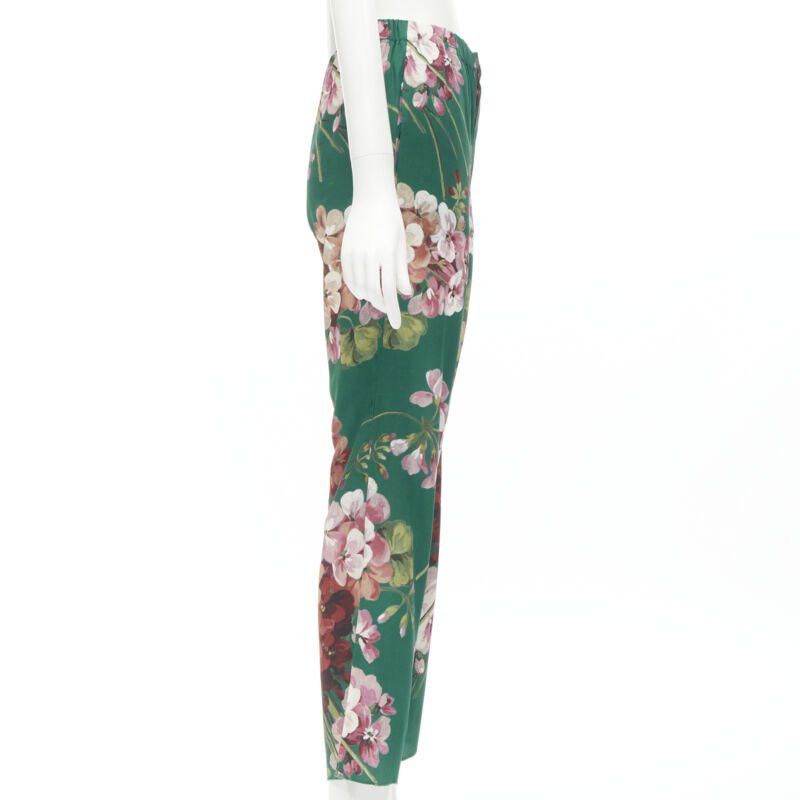 Gucci GUCCI 100% silk Blooms green pink floral print pajama pants IT36 XS Size 25" / US 0 / IT 36 - 4 Thumbnail