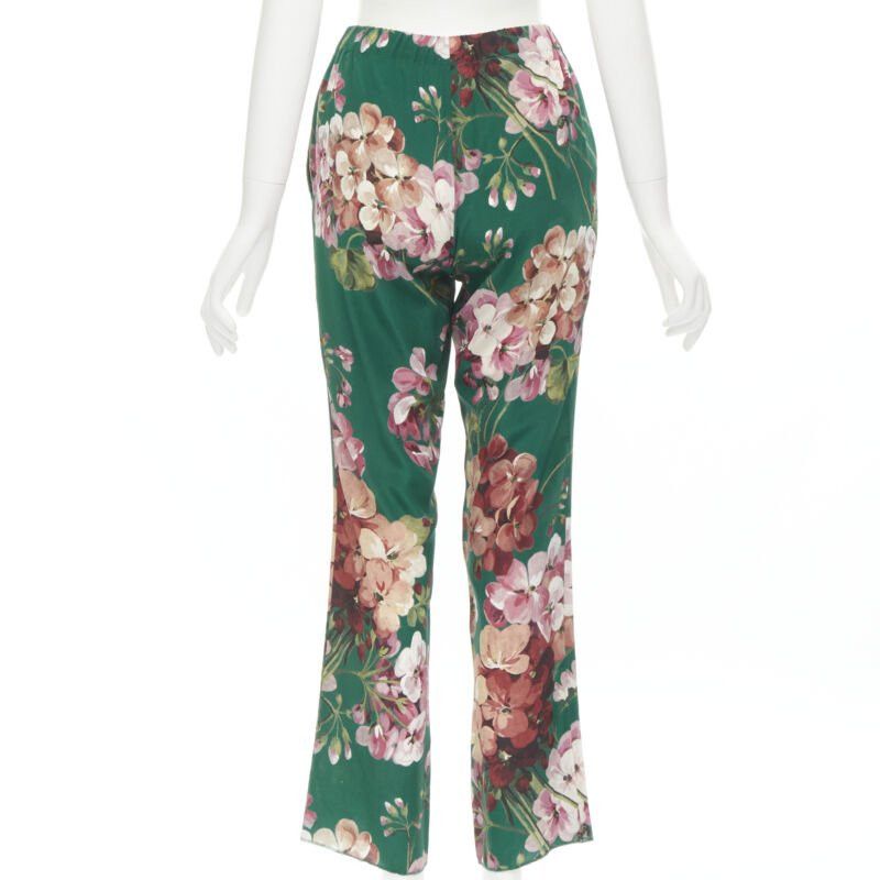 Gucci GUCCI 100% silk Blooms green pink floral print pajama pants IT36 XS Size 25" / US 0 / IT 36 - 5 Thumbnail