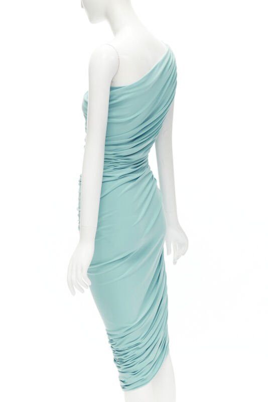 Norma Kamali NORMA KAMALI Diana sky blue one shoulder ruched jersey bodycon dress XS Size XS / US 0-2 / IT 36-38 - 6 Thumbnail