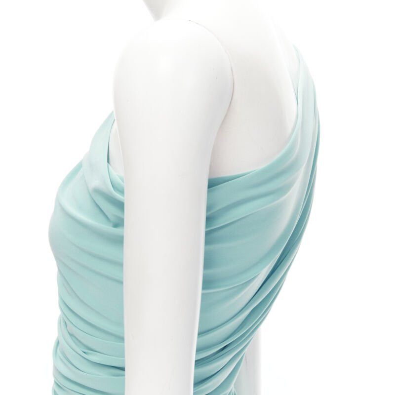 Norma Kamali NORMA KAMALI Diana sky blue one shoulder ruched jersey bodycon dress XS Size XS / US 0-2 / IT 36-38 - 7 Thumbnail