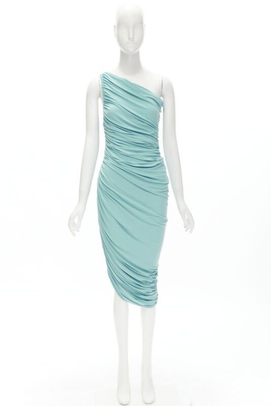 Norma Kamali NORMA KAMALI Diana sky blue one shoulder ruched jersey bodycon dress XS Size XS / US 0-2 / IT 36-38 - 10 Thumbnail