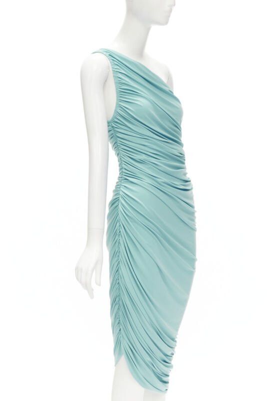 Norma Kamali NORMA KAMALI Diana sky blue one shoulder ruched jersey bodycon dress XS Size XS / US 0-2 / IT 36-38 - 3 Thumbnail