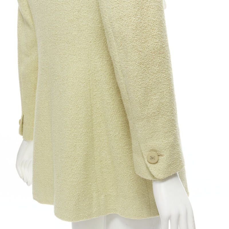 Chanel CHANEL 98C Vintage pastel yellow tweed CC button long jacket FR42 L Size L / US 10 / IT 46 - 9 Thumbnail