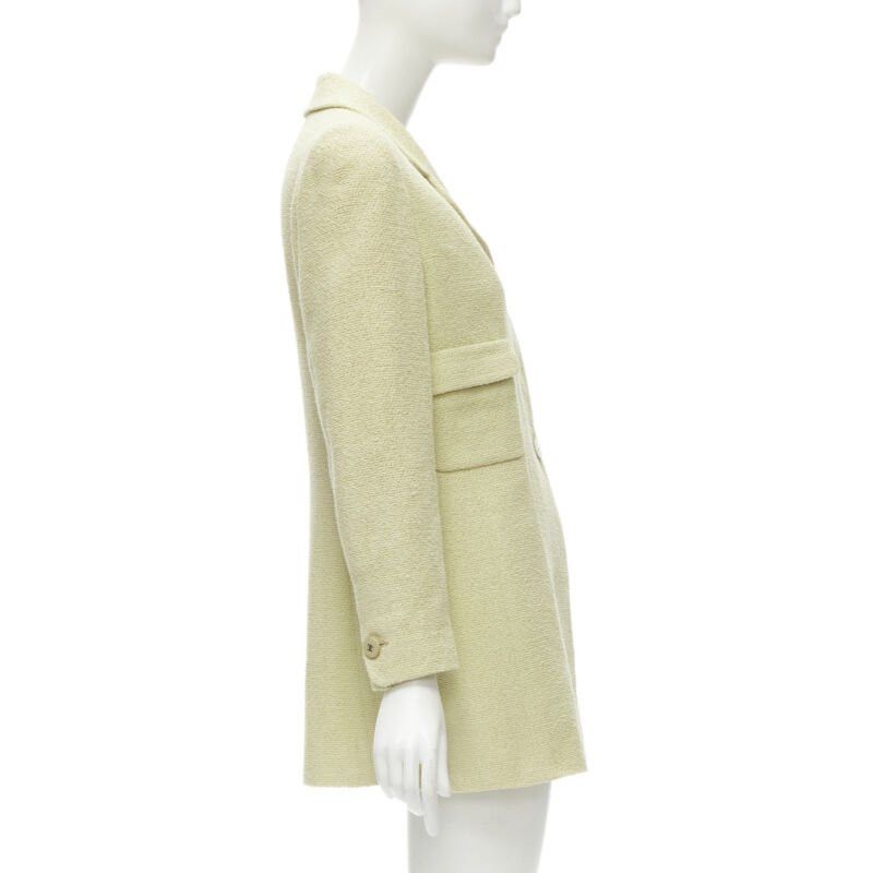 Chanel CHANEL 98C Vintage pastel yellow tweed CC button long jacket FR42 L Size L / US 10 / IT 46 - 5 Thumbnail