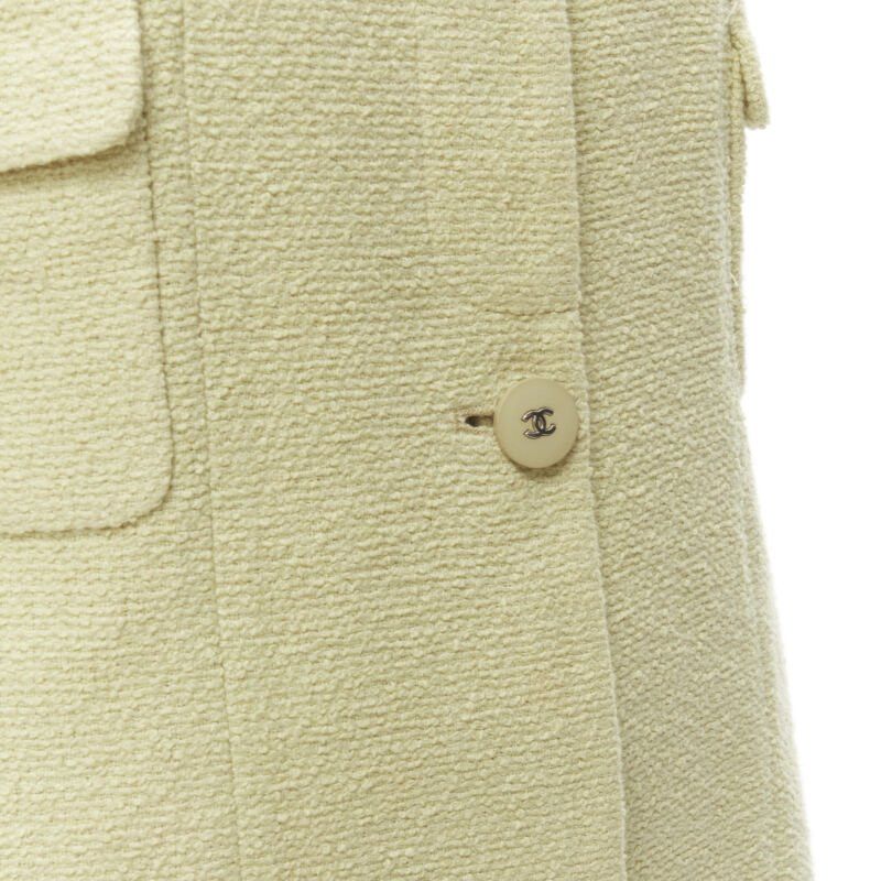 Chanel CHANEL 98C Vintage pastel yellow tweed CC button long jacket FR42 L Size L / US 10 / IT 46 - 2 Thumbnail