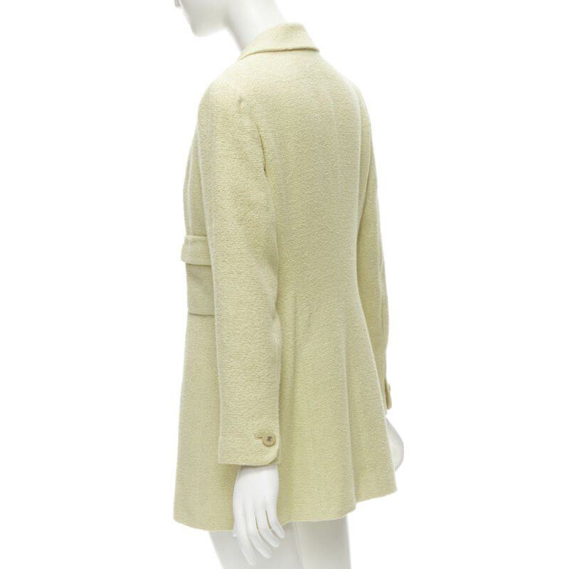 Chanel CHANEL 98C Vintage pastel yellow tweed CC button long jacket FR42 L Size L / US 10 / IT 46 - 7 Thumbnail