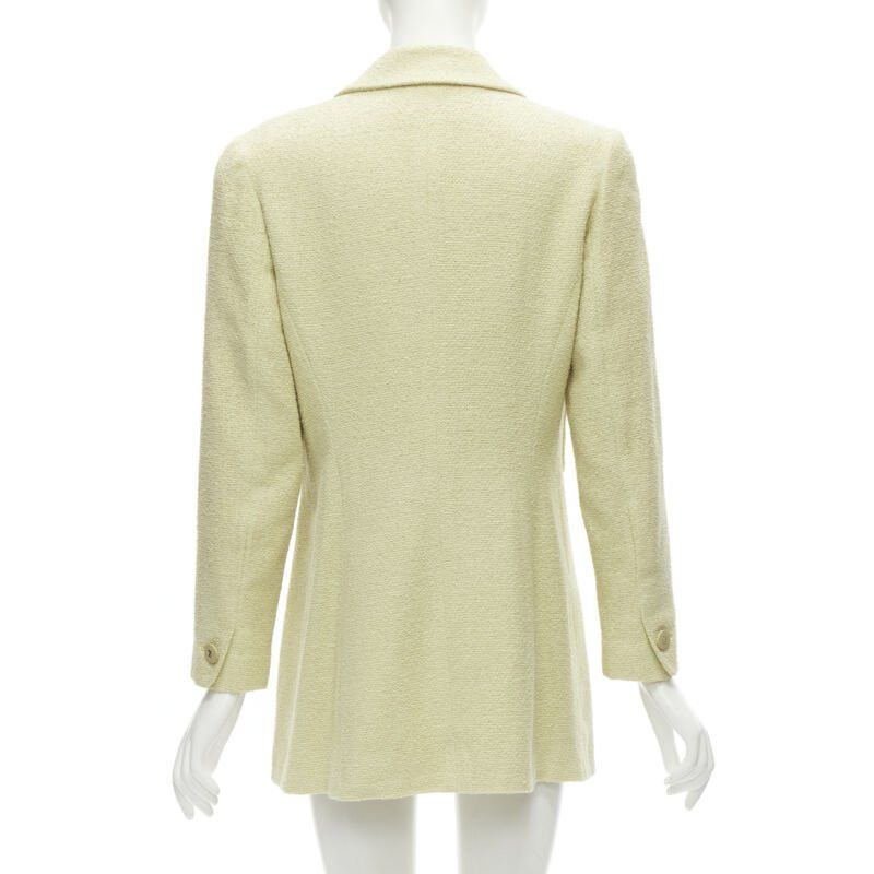 Chanel CHANEL 98C Vintage pastel yellow tweed CC button long jacket FR42 L Size L / US 10 / IT 46 - 6 Thumbnail