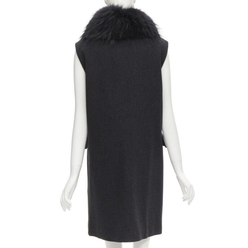Joseph JOSEPH wool black minimal oversized fur collar flap pockets boxy vest FR38 S Size M / US 6-8 / IT 42-44 - 5 Thumbnail