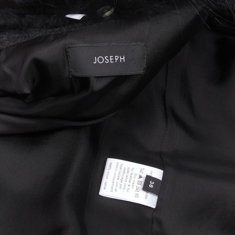 Joseph JOSEPH wool black minimal oversized fur collar flap pockets boxy vest FR38 S Size M / US 6-8 / IT 42-44 - 8 Thumbnail