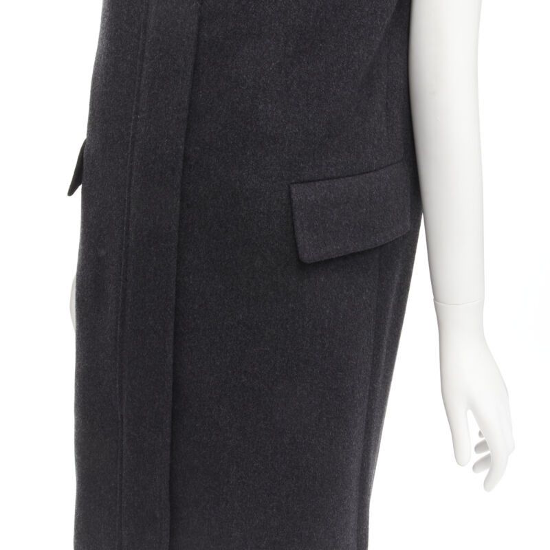 Joseph JOSEPH wool black minimal oversized fur collar flap pockets boxy vest FR38 S Size M / US 6-8 / IT 42-44 - 7 Thumbnail