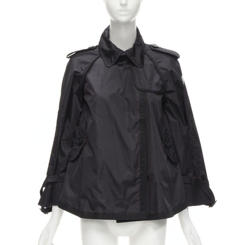 Moncler MONCLER Yukiko Giubbotto black snap buttons collared windbreaker poncho Sz.0 XS Size S / US 4 / IT 40 - 3 Thumbnail