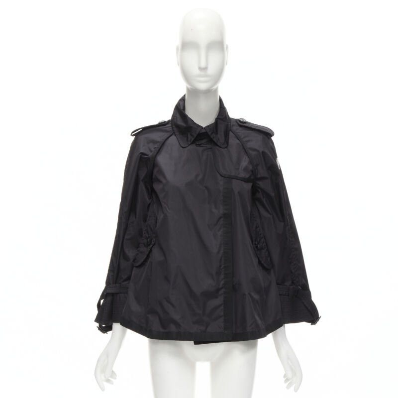 Moncler MONCLER Yukiko Giubbotto black snap buttons collared windbreaker poncho Sz.0 XS Size S / US 4 / IT 40 - 11 Thumbnail