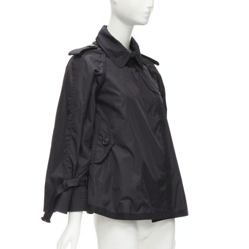 Moncler MONCLER Yukiko Giubbotto black snap buttons collared windbreaker poncho Sz.0 XS Size S / US 4 / IT 40 - 4 Thumbnail