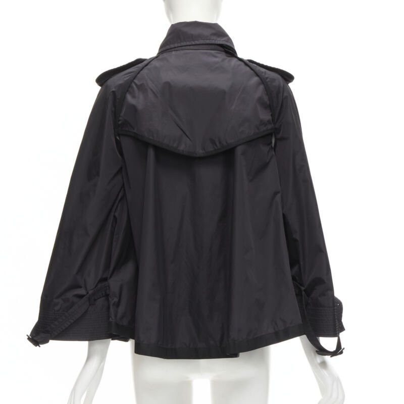 Moncler MONCLER Yukiko Giubbotto black snap buttons collared windbreaker poncho Sz.0 XS Size S / US 4 / IT 40 - 6 Thumbnail