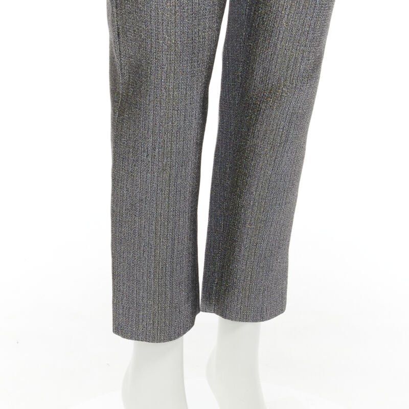 Rosie Assoulin ROSIE ASSOULIN silver iridescent glitter metallic silk tapered cropped pants XS Size 27" / US 4 / IT 40 - 7 Thumbnail