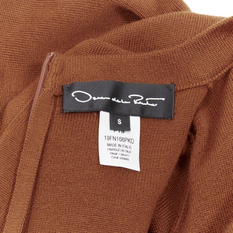 Oscar De La Renta OSCAR DE LA RENTA 2019 100% virgin wool brown drawstring knitted jumpsuit S Size 27" / US 4 / IT 40 - 9 Thumbnail