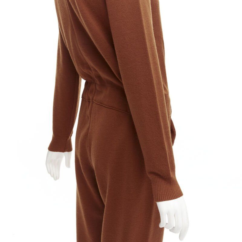 Oscar De La Renta OSCAR DE LA RENTA 2019 100% virgin wool brown drawstring knitted jumpsuit S Size 27" / US 4 / IT 40 - 7 Thumbnail