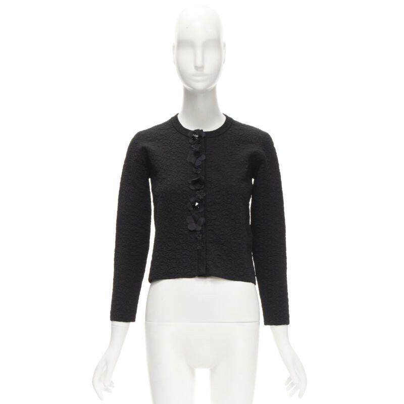 Fendi FENDI Flowerland black floral jacquard 3D petal stud cardigan IT36 XS Size XS / US 0-2 / IT 36-38 - 11 Thumbnail