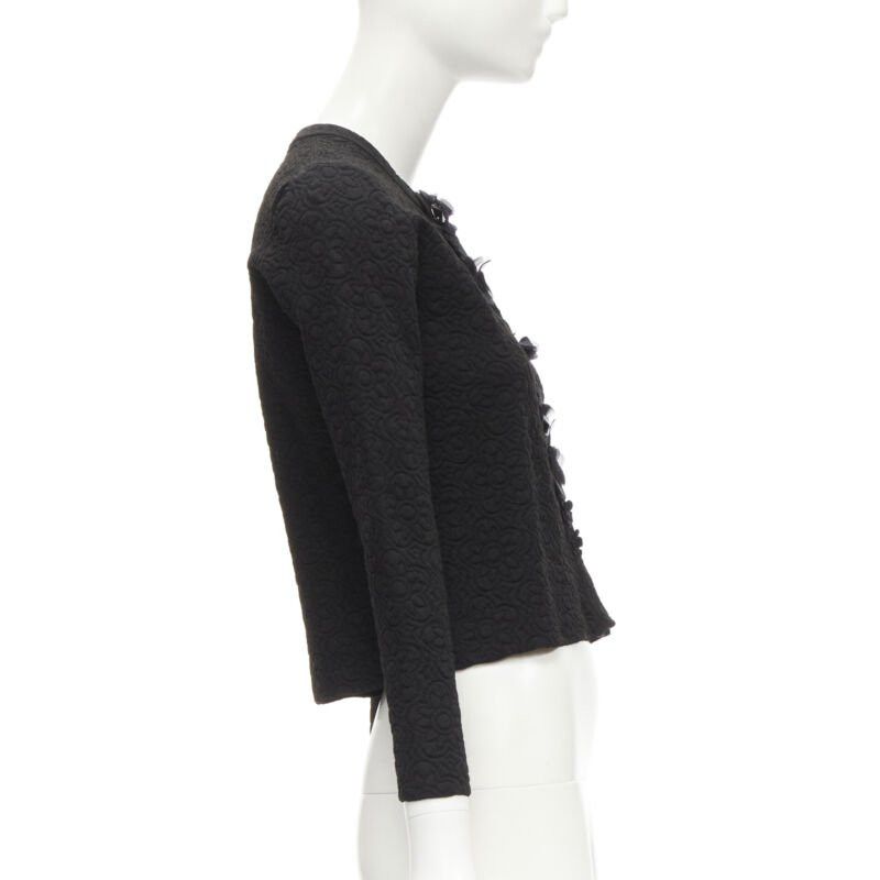 Fendi FENDI Flowerland black floral jacquard 3D petal stud cardigan IT36 XS Size XS / US 0-2 / IT 36-38 - 5 Thumbnail