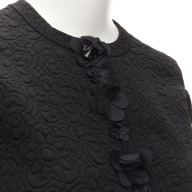 Fendi FENDI Flowerland black floral jacquard 3D petal stud cardigan IT36 XS Size XS / US 0-2 / IT 36-38 - 2 Thumbnail