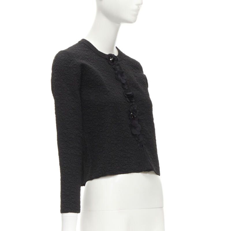 Fendi FENDI Flowerland black floral jacquard 3D petal stud cardigan IT36 XS Size XS / US 0-2 / IT 36-38 - 4 Thumbnail
