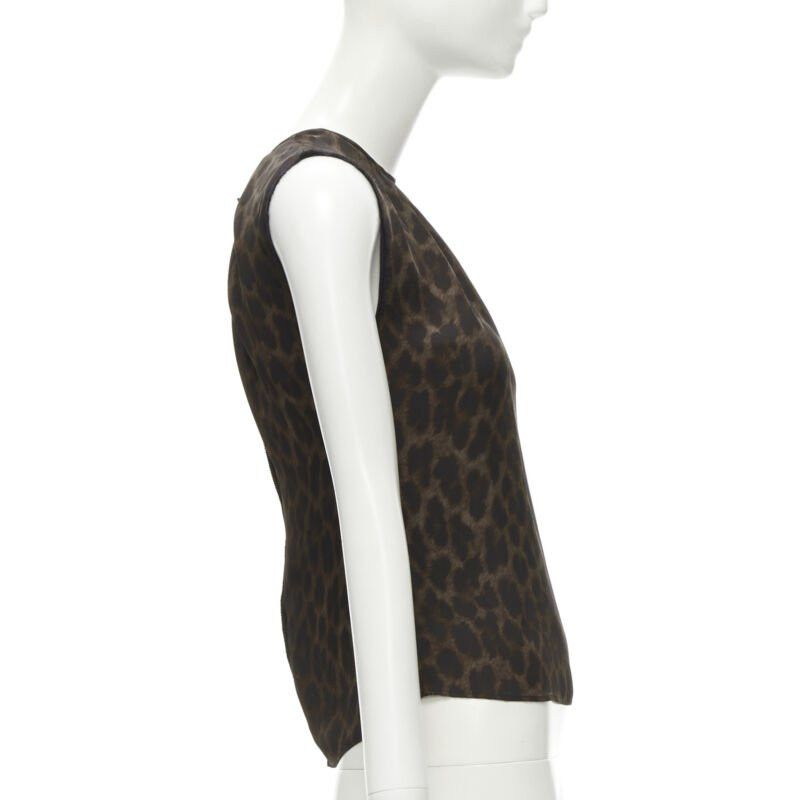 Giambattista Valli GIAMBATTISTA VALLI silk brown black ombre leopard gathered neck vest IT38 XS Size XS / US 0-2 / IT 36-38 - 4 Thumbnail