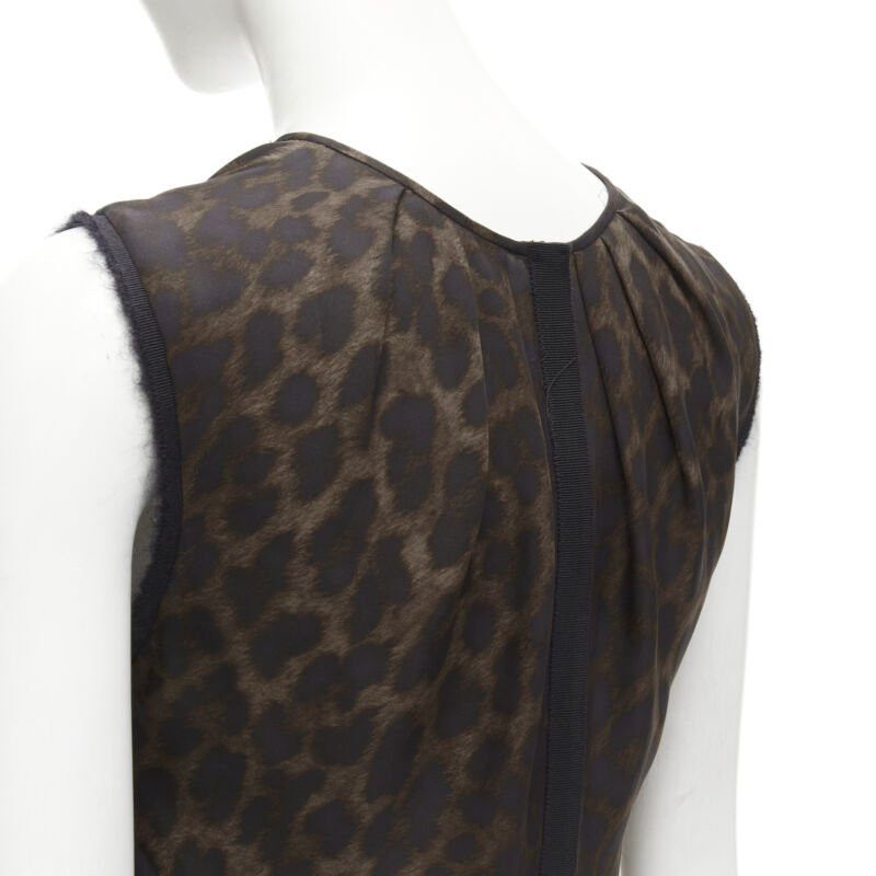 Giambattista Valli GIAMBATTISTA VALLI silk brown black ombre leopard gathered neck vest IT38 XS Size XS / US 0-2 / IT 36-38 - 7 Thumbnail