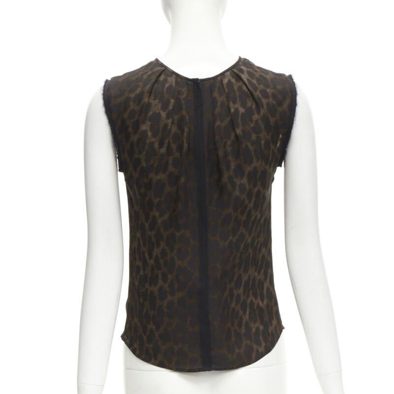 Giambattista Valli GIAMBATTISTA VALLI silk brown black ombre leopard gathered neck vest IT38 XS Size XS / US 0-2 / IT 36-38 - 6 Thumbnail