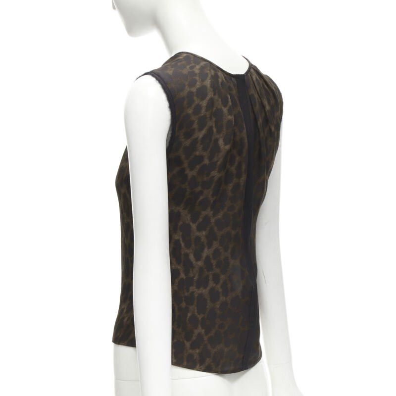 Giambattista Valli GIAMBATTISTA VALLI silk brown black ombre leopard gathered neck vest IT38 XS Size XS / US 0-2 / IT 36-38 - 5 Thumbnail