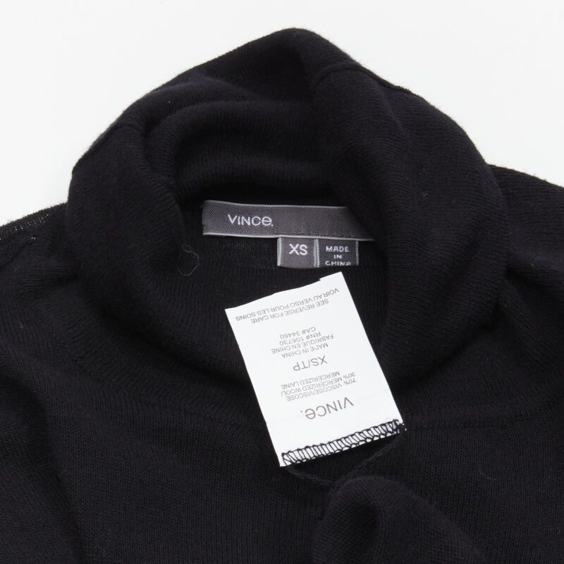 Vince VINCE black viscose classic turtleneck long sleeves sweater XS Size XS / US 0-2 / IT 36-38 - 8 Thumbnail