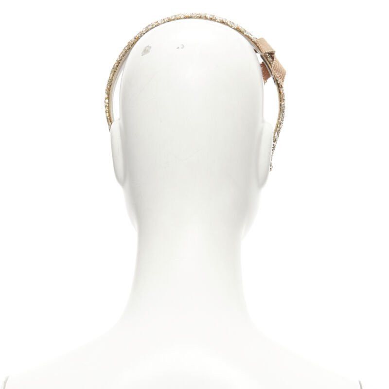 Miu Miu MIU MIU gold glitter frayed edge grosgrain bow wide headband Size ONE SIZE - 5 Thumbnail