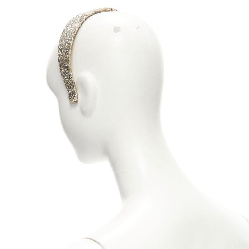 Miu Miu MIU MIU gold glitter frayed edge grosgrain bow wide headband Size ONE SIZE - 6 Thumbnail