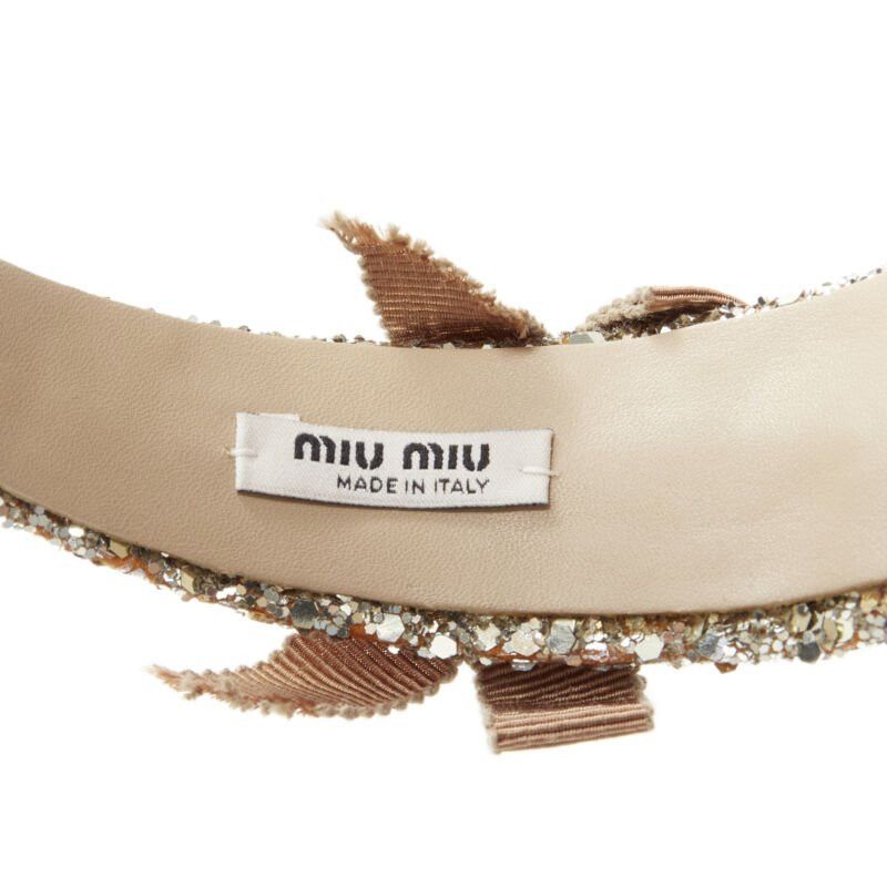 Miu Miu MIU MIU gold glitter frayed edge grosgrain bow wide headband Size ONE SIZE - 8 Thumbnail