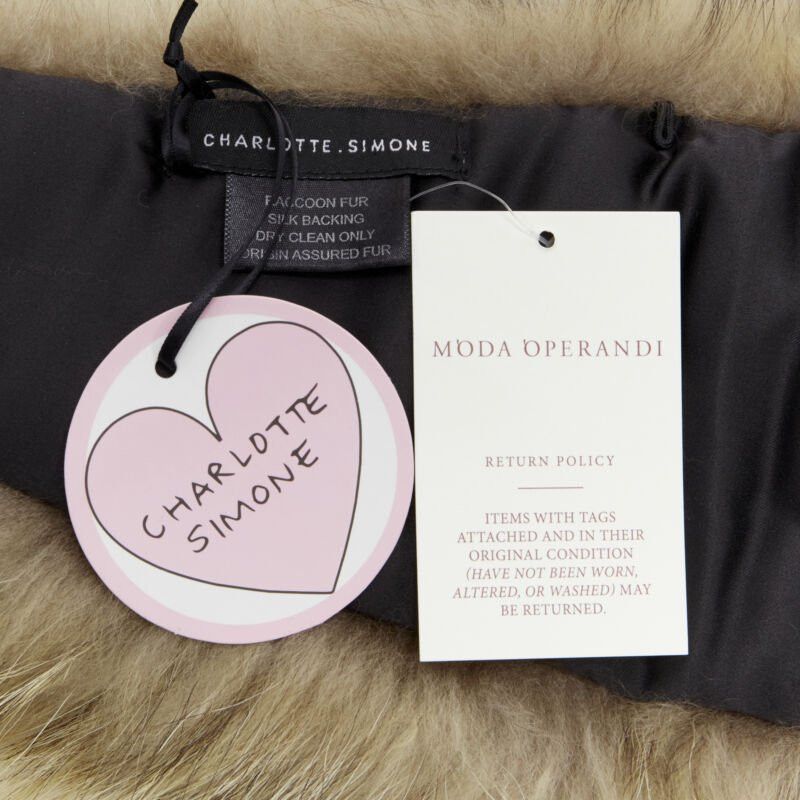 Other CHARLOTTE SIMONE 100% fur brown asymmetric silk lined collar cuff scarf Size ONE SIZE - 8 Thumbnail