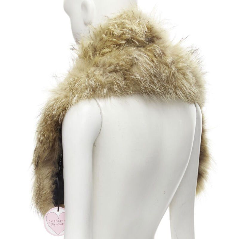 Other CHARLOTTE SIMONE 100% fur brown asymmetric silk lined collar cuff scarf Size ONE SIZE - 5 Thumbnail