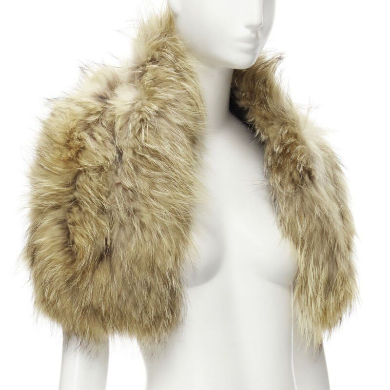 Other CHARLOTTE SIMONE 100% fur brown asymmetric silk lined collar cuff scarf Size ONE SIZE - 2 Thumbnail