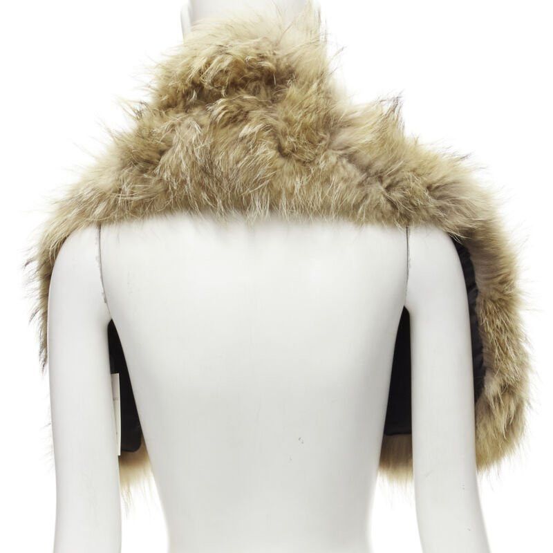 Other CHARLOTTE SIMONE 100% fur brown asymmetric silk lined collar cuff scarf Size ONE SIZE - 4 Thumbnail