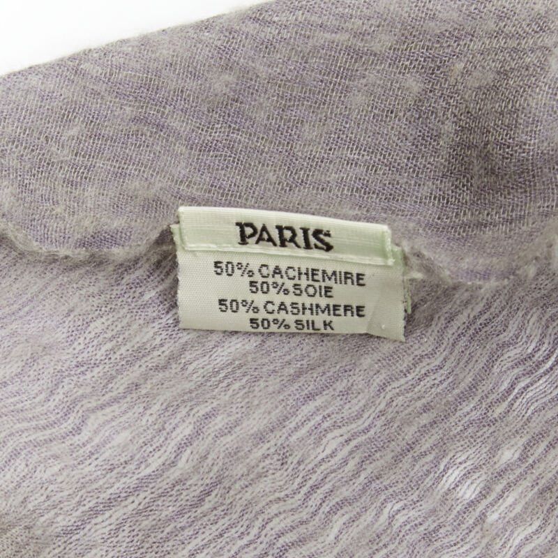 Hermes HERMES cashmere silk blend grey beige 4-tone colorblock frayed oversized scarf Size ONE SIZE - 9 Thumbnail