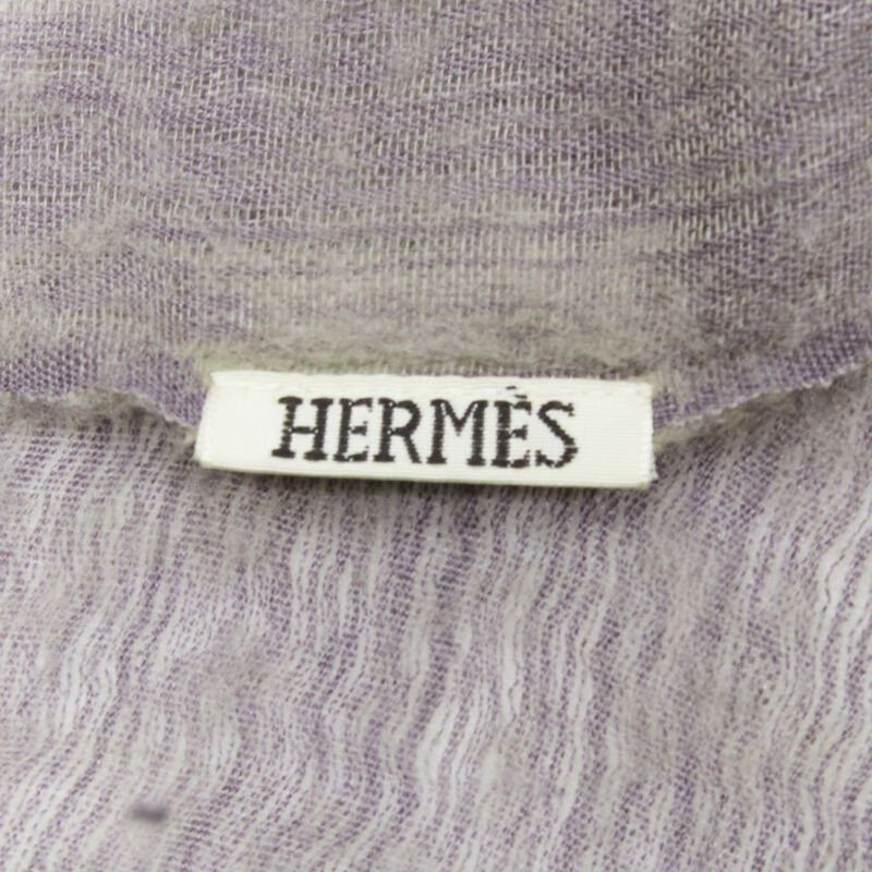 Hermes HERMES cashmere silk blend grey beige 4-tone colorblock frayed oversized scarf Size ONE SIZE - 8 Thumbnail