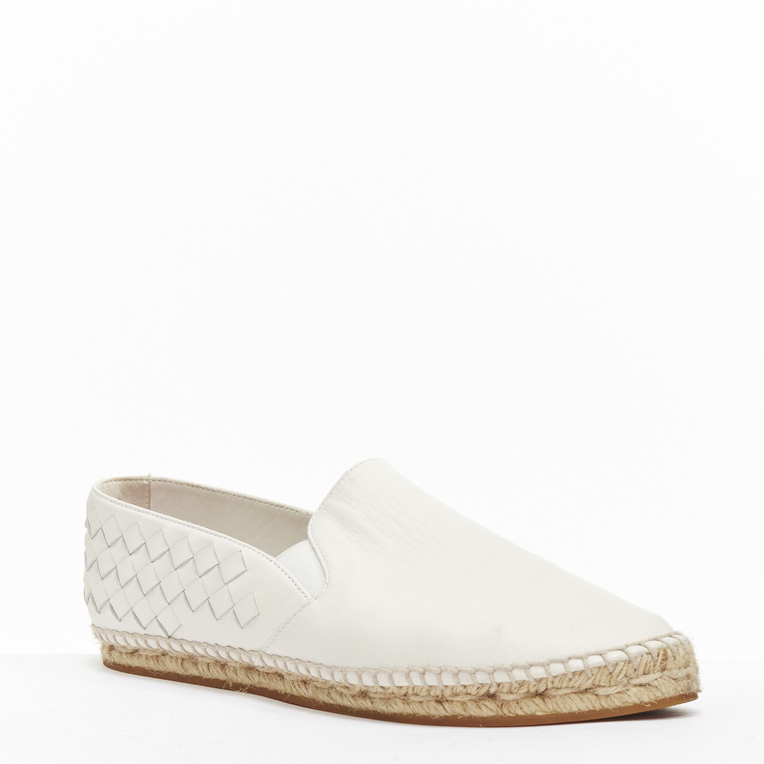 Bottega Veneta BOTTEGA VENETA white intrecciato woven leather espadrille flats shoes EU37 Size US 7 / IT 37 - 2 Thumbnail