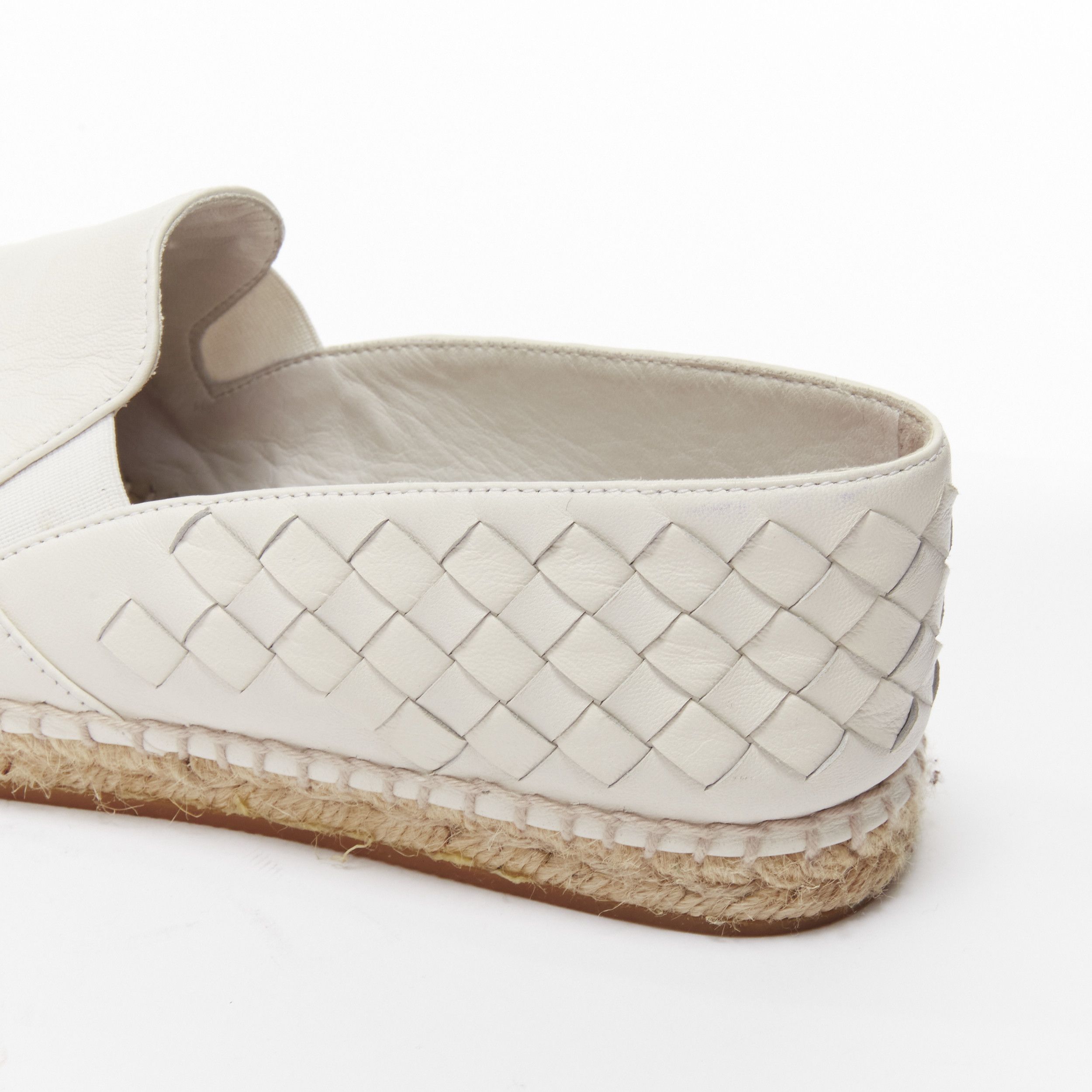 Bottega Veneta BOTTEGA VENETA white intrecciato woven leather espadrille flats shoes EU37 Size US 7 / IT 37 - 6 Thumbnail