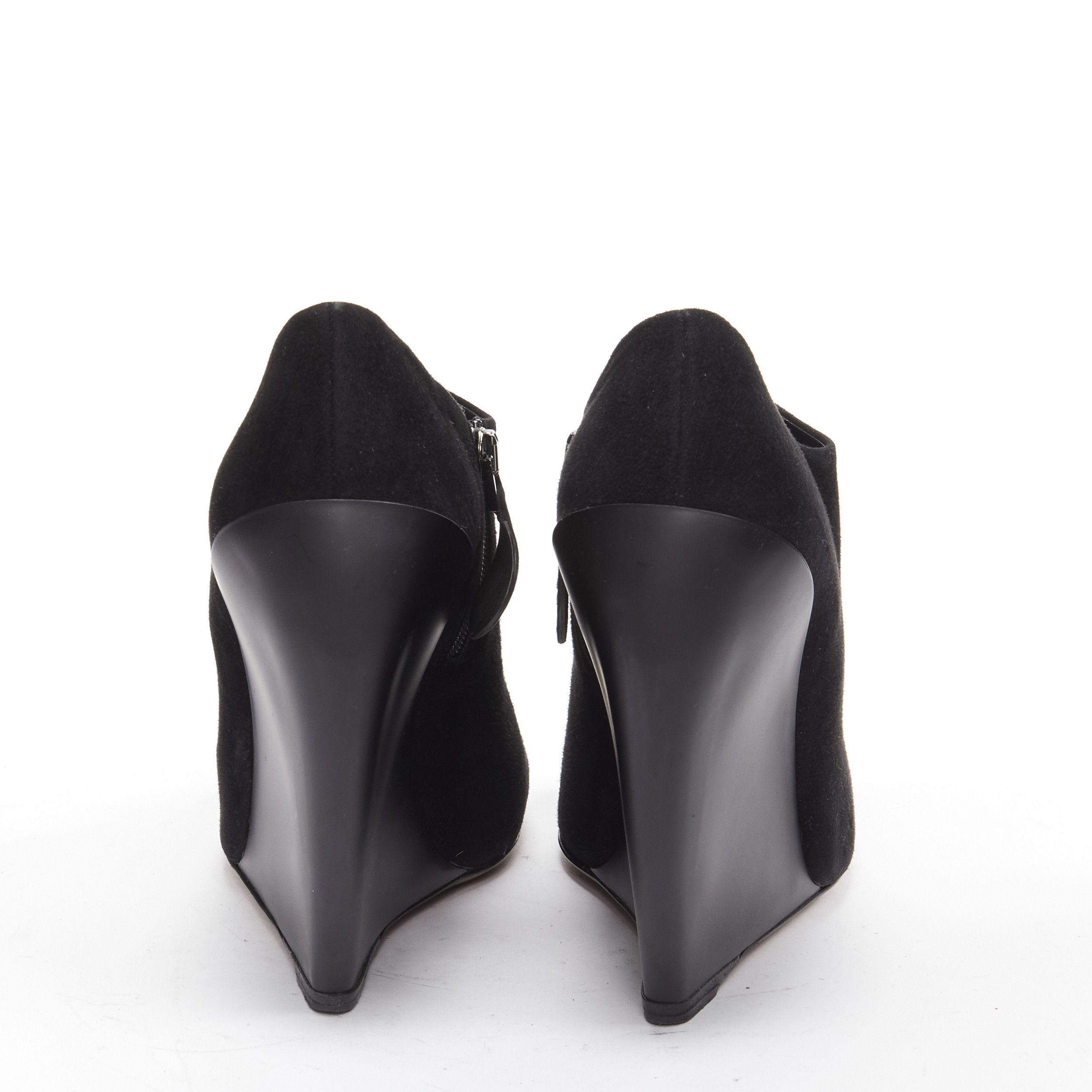 Alaia AZZEDINE ALAIA black suede curved wedge round toe ankle bootie EU37 Size US 7 / IT 37 - 6 Thumbnail