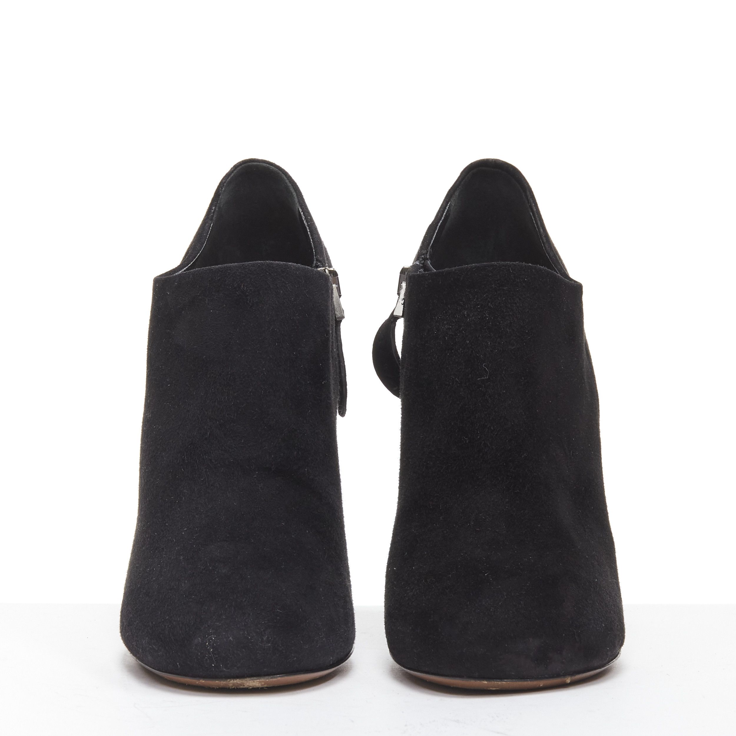 Alaia AZZEDINE ALAIA black suede curved wedge round toe ankle bootie EU37 Size US 7 / IT 37 - 4 Thumbnail